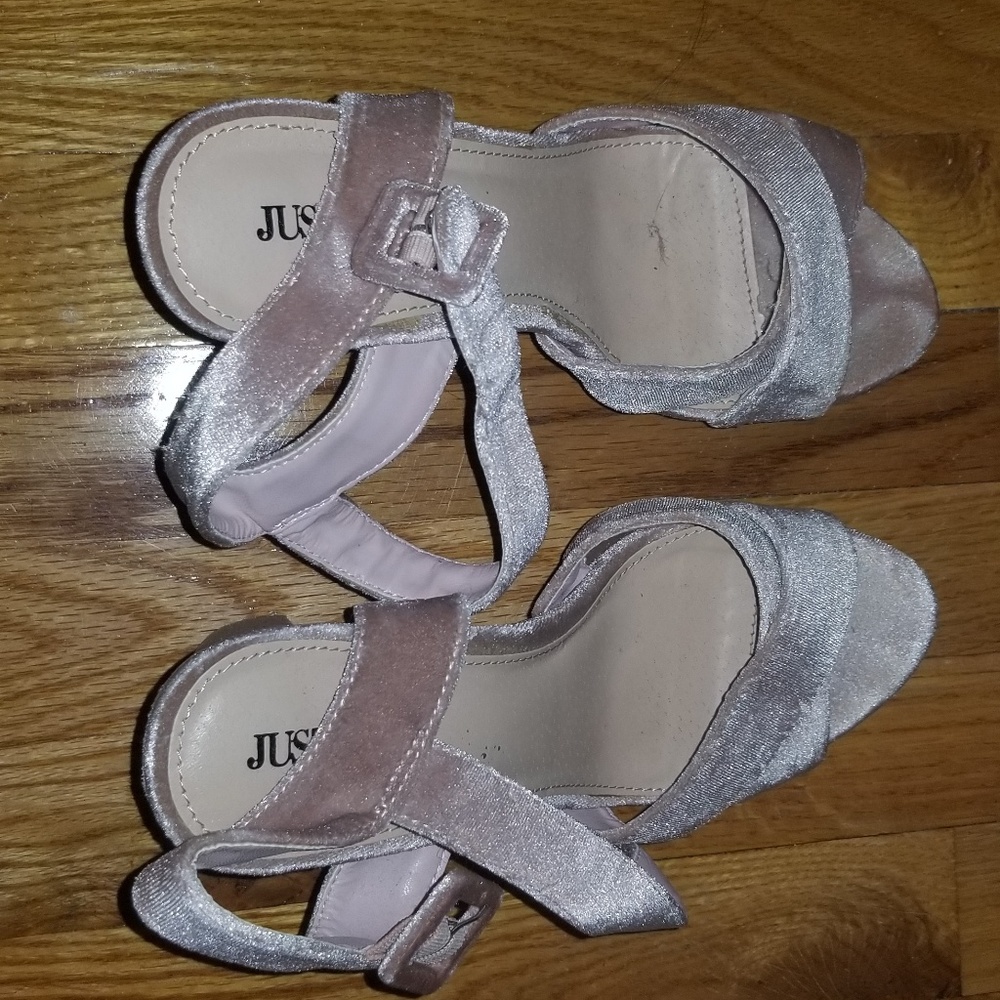 Pink strappy suede high heels size 9